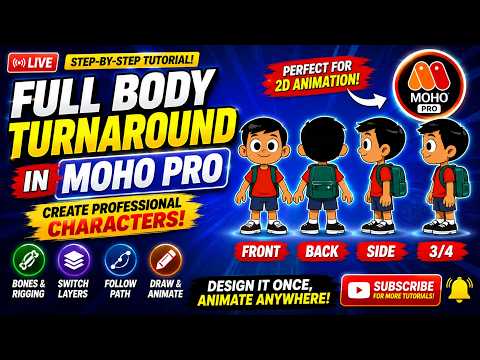 FULL BODY TURNAROUND IN MOHO PRO | Moho Animation & Character Rigging Tutorial