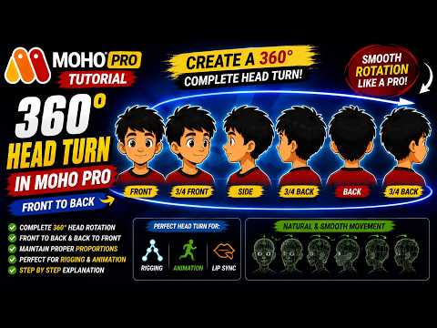 How to Create a 360° Full Body Turn in Moho Pro | Complete Head Turn  Part 2